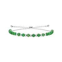 bling jewelry bracelet bolo en perles de jade vert foncé minimaliste pour femmes et adolescentes pierre précieuse authentique coulissant ajustable argent sterling .925 rhodié 6 7 pouces