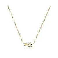 amberta colliers ras du cou célestes pour femmes en argent sterling 925: collier double Étoile plaqué or 18 carats