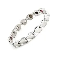 n+ nitrolube bracelet magnétique femme bracelet magnétique en acier inoxydable bracelet mode simple avec outils réglables et boîte cadeau (18.5cm)