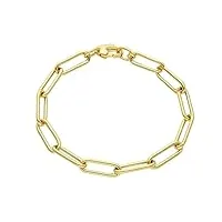bracelet en or jaune 18 k, 750 cm, maille écarrée, attaches de 7 x 20 mm, longueur 18 cm. fabriqué en italie., or, no gemstone
