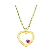 collier coeur rubis or jaune 18 carats - bijoux or - joaillerie pour femme