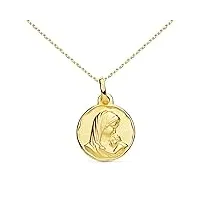collier - médaille or 18 carats 750/1000 vierge à l'enfant - chaîne dorée - gravure offerte