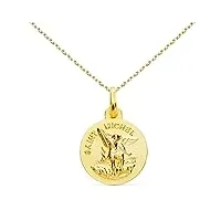 l'atelier d'azur collier - médaille or 18 carats 750/1000 saint michel - chaîne dorée - gravure offerte