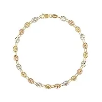 bracelet 3 ors - or tricolore - grain de café jaune, blanc et rose - femme
