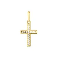 amor pendentif pour femme avec oxyde de zirconium synthétique, 1,7 cm, en forme de croix, livré dans une boîte cadeau, 2034135, onesize, or jaune
