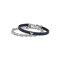 emporio armani egs2943set bracelet pour homme en acier inoxydable cuir bleu, length: 175-195mm, width: 8.5mm, acier inoxydable, no gemstone