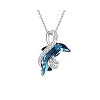 ohayoo collier dauphin pour femme en argent sterling 925 avec pendentif en cristal de dauphin, symbole de l'infini, cadeau pour femme et fille, argent sterling
