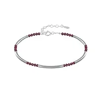 les poulettes bijoux - bracelet argent tubes et perles facettées de tourmaline rose m3