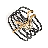 jewelryweb edward mirell bracelet manchette flexible en titane poli et bronze avec saphir blanc 44 mm, métal