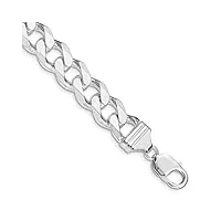 bracelet chaîne gourmette en argent sterling 925 plaqué rhodium 13 mm pour femme – options de longueur : 20 à 23 cm, métal