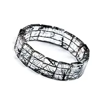 bracelet véritable bracelet quartz rutile naturel noir femme homme cristal rectangle perle bracelet (color : as shown)