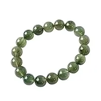 bracelet 11mm naturel vert rutile quartz gemstone stretch cristal perles femmes hommes bracelet aaaaa (color : as shown)
