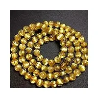 bracelet bracelet de perles rondes en cristal de quartz rutilé en titane or naturel de 6 mm aaaaa (color : as shown, size : 8mm)