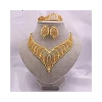 ensembles de bijoux pour femmes africain ethiopie dubaï mode or nuptiale cadeaux de mariage collier boucle d'oreille bague bracelet ensemble inde bijoux