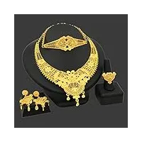 ensembles de bijoux indiens couleur or collier africain boucles d'oreilles bracelet bague ensemble mariée mariage nigérian dubai bijoux cadeaux
