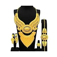 dubai big 4pcs fleur africaine bijoux en or collier ensembles pour les femmes de mariage de mariée ensembles tendance cadeaux