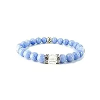 equilibre et sens bracelet agate blue lace (calcédoine) véritables perles naturelles de grade élevé aaa 8mm unisexe fabrication artisanale française par mtre reiki