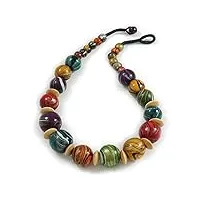 avalaya collier de perles en bois fusion de couleur multicolore – 48 cm l, taille unique, bois