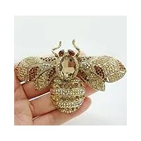 daperci broches broche en cristal for femme, vintage bee insectl gold broche pin brown crystal strass party jewelry broches