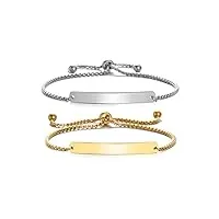jsnom bracelet couple femme cadeau: bracelets acier inoxydable amitié, cadeaux saint valentin homme argent