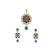 indian collectible parure de bijoux avec pendentif traditionnel pour femme vert et rose sans pierre précieuse, pas de gemme