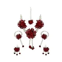 indian collectible parure de bijoux avec perles et fleurs rouge, pas de gemme