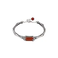 myshiwu bracelet bague agate rouge en argent sterling 925, parure elégance vintage bambou pour femme cadeau（bangle）.