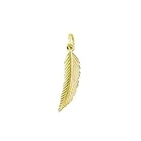 lucchetta - pendentif plume en or jaune 9 carats, symbole de chance et légèreté | pendentifs seuls et pièces pour colliers | bijoux femme fille