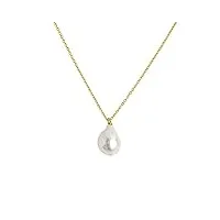 secret & you collier pendentif perle de culture d'eau douce, forme baroque 12-13 mm - chaîne et pendentif en argent sterling 925 plaqué rhodium ou or 18k 38 à 45 cm de long.