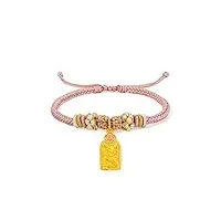 zhou liu fu bracelet en or massif 24ct chance poisson bracelet à breloques en or véritable bijoux réglables bracelet tressé pour femmes adolescentes filles