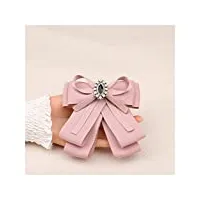 broches retro handmade ribbon bow tie brooch cloth art pearl broches for women college style ladies shirt collar pins fashion jewelry (couleur du métal: vert) (rose)