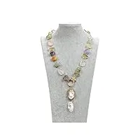 daperci bijoux 24 pouces collier en cristal de pierres précieuses multicolores naturelles pendentif mabe remplir accessoires de mode