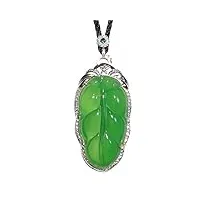 daperci jade naturel calcédoine feuille pendentif fleur de glace verte flottant jaspe collier accessoires de mode