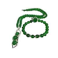 daperci pendentif en calcédoine verte naturelle collier en argent 925 bague bracelet trois pièces bijoux accessoires de mode