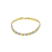 generico bracelet en or jaune et blanc 18 k, 750, gouttes, pétales plats travaillés, longueur 19 cm. fabriqué en italie., 19 cm, or, no gemstone