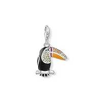 thomas sabo charm toucan coloré en argent sterling 925 légèrement noirci - 29 x 18 mm - 1727-691-7, taille unique, argent sterling, zircone cubique