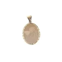 generico pendentif médaille en or blanc 18 k, 750 , ovale, avec ange gardien et cadre travaillé, longueur 20 mm., 20 mm, or, pas de gemme