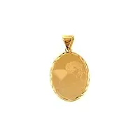 generico pendentif médaille en or jaune 18 k, 750 , ovale, avec ange gardien et cadre travaillé, longueur 20 mm., 20 mm, or, pas de gemme