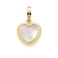leonardo jewels lia clip&mix - 022896 - pendentif en acier inoxydable - cœur doré - perle blanche - 3,3 cm - 1 pièce - bijou pour femme, 2.1, acier inoxydable, pas de gemme