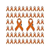 craffancy lot de 50 broches en ruban orange avec fermoir en silicone pour sensibilisation au cancer de la leucémie, à la sclérose en plaques