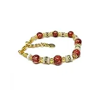 sospiri venezia bracelet femme composé de 7 perles en verre diamètre 8 mm bracelet en verre de murano original bijou idée cadeau made in italy certifié, rouge-blanc