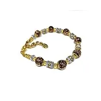 sospiri venezia bracelet femme composé de 7 perles en verre diamètre 8 mm bracelet en verre de murano original bijou idée cadeau made in italy certifié, violet-violet