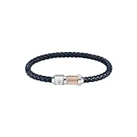 bracelet jewels pour homme en acier, cuir recyclé,ip or rose - jm223ave16