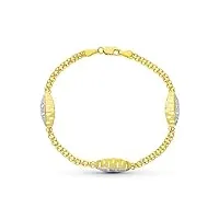 inmaculada romero ir bracelet bicolor gold 18k girl 17,5 cm première communion double chaîne formes ovales circum