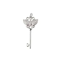 pendentif clé papillon en or 10 carats + diamants 0,110 ct/37 free idyllic life, doré, diamant