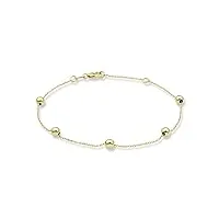 miore bracelet chapelet à perles- bracelet femme en or jaune 9 carats 375- chaîne de 18.5 cm avec 5 perles de chapelet de 4 x 4 mm- fermoir à ressort
