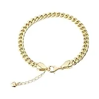 seidayee bracelet en or jaune 18 carats or massif épais cuba réservoir chaîne latérale à la mode léger de luxe hommes femmes couples (3.6mm 16cm s)
