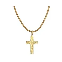 kuzzoi collier pour homme en argent sterling 925 plaqué or avec pendentif en forme de croix et pendentif massif fait main longueur 50 cm, argent sterling or