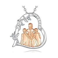 infuseu cadeaux pour maman, maman et filles collier pendentif en argent 925 bijoux or rose mère cadeau de filles