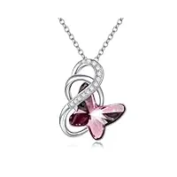 aoboco collier pendentif papillon en argent sterling 925, cadeau de bijoux papillon pour femmes fille maman (rose)